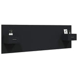 Bed Headboard with Cabinets Black Engineered Wood - Side View