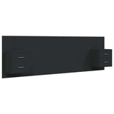 Bed Headboard with Cabinets Black Engineered Wood - Front View