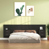 Bed Headboard with Cabinets Black Engineered Wood