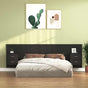Bed Headboard with Cabinets Black Engineered Wood