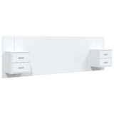 Bed Headboard with Cabinets High Gloss White Engineered Wood