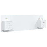 Bed Headboard with Cabinets High Gloss White Engineered Wood