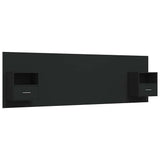 Bed Headboard with Cabinets Black Engineered Wood