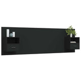Bed Headboard with Cabinets Black Engineered Wood