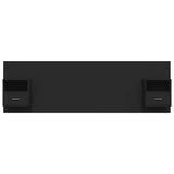 Bed Headboard with Cabinets Black Engineered Wood