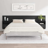 Bed Headboard with Cabinets Black Engineered Wood