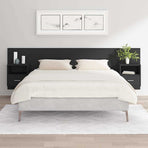 Bed Headboard with Cabinets Black Engineered Wood