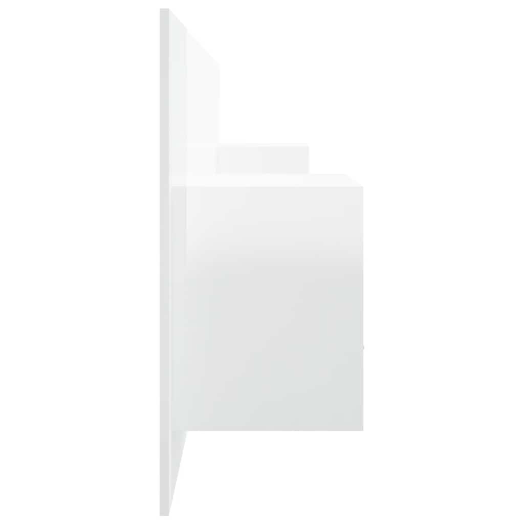 Bed Headboard with Cabinets High Gloss White Engineered Wood