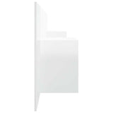 Bed Headboard with Cabinets High Gloss White Engineered Wood - 45-Degree Angle