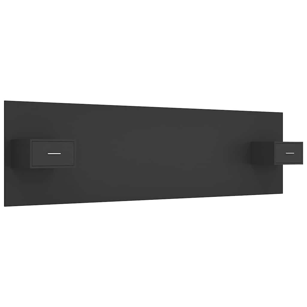 Bed Headboard with Cabinets Black Engineered Wood