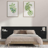 Bed Headboard with Cabinets Black Engineered Wood
