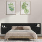 Bed Headboard with Cabinets Black Engineered Wood