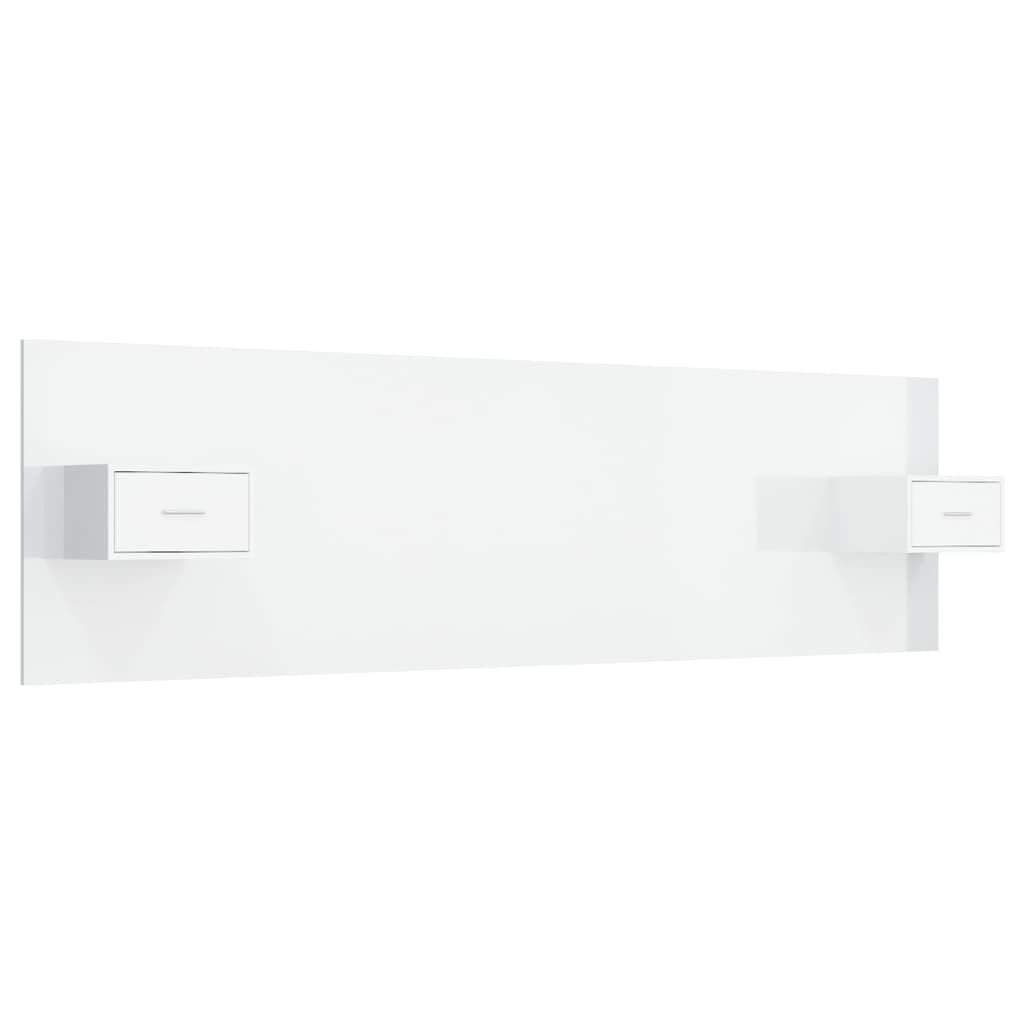 Bed Headboard with Cabinets High Gloss White 200 cm Engineered Wood