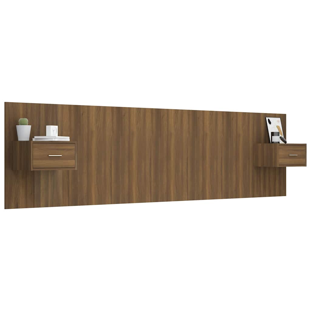 Bed Headboard with Cabinets Brown Oak Engineered Wood