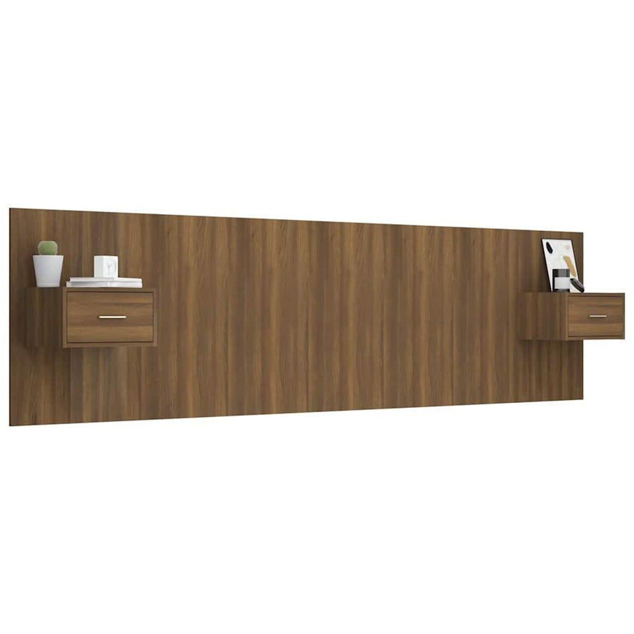 Bed Headboard with Cabinets Brown Oak Engineered Wood