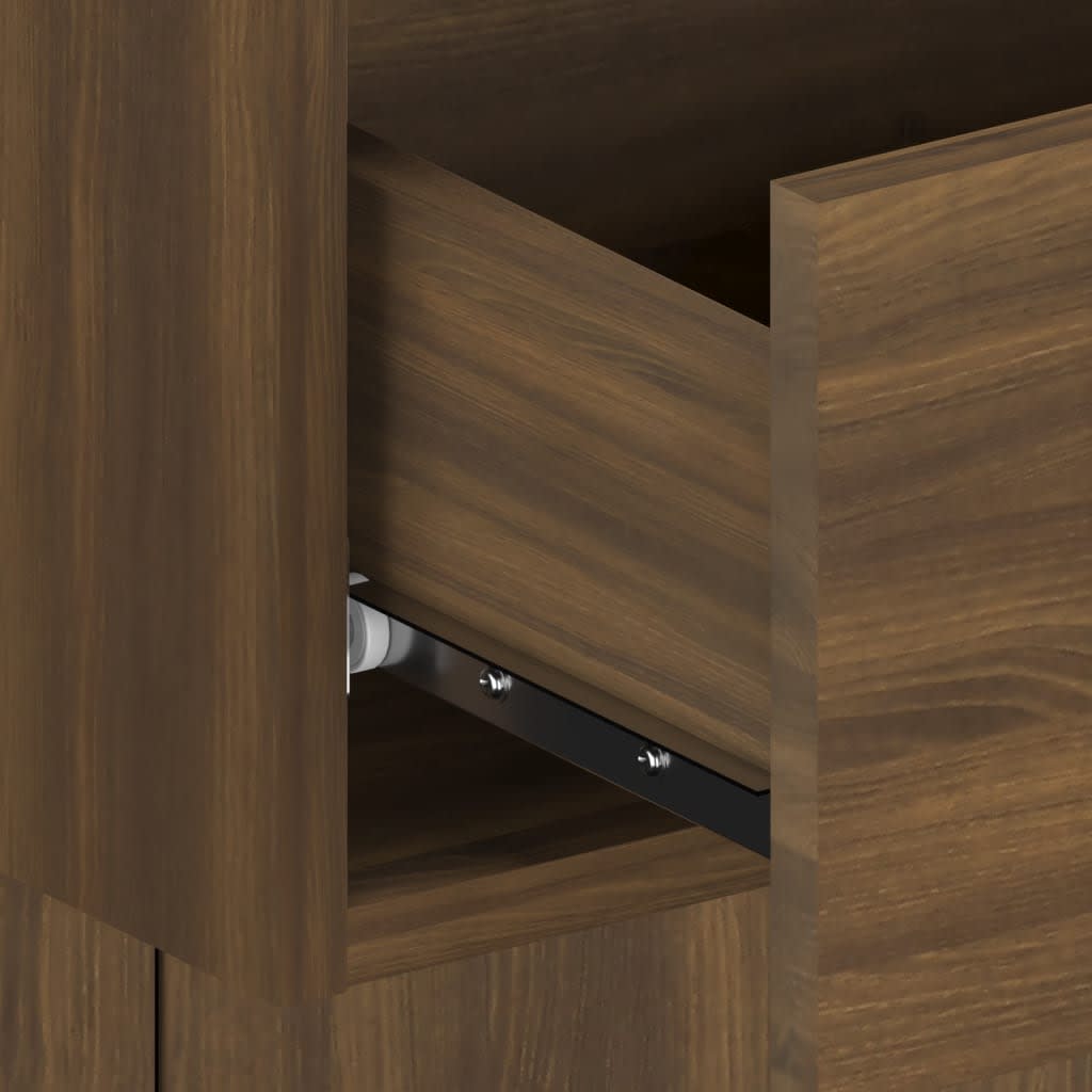 Bed Headboard with Cabinets Brown Oak Engineered Wood