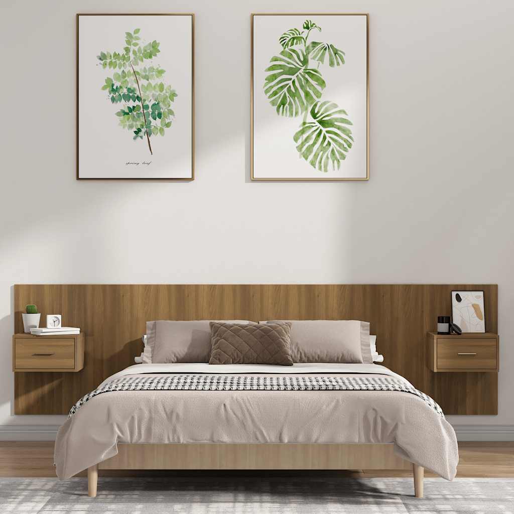 Bed Headboard with Cabinets Brown Oak Engineered Wood