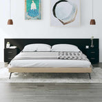Bed Headboard with Cabinets Black Engineered Wood