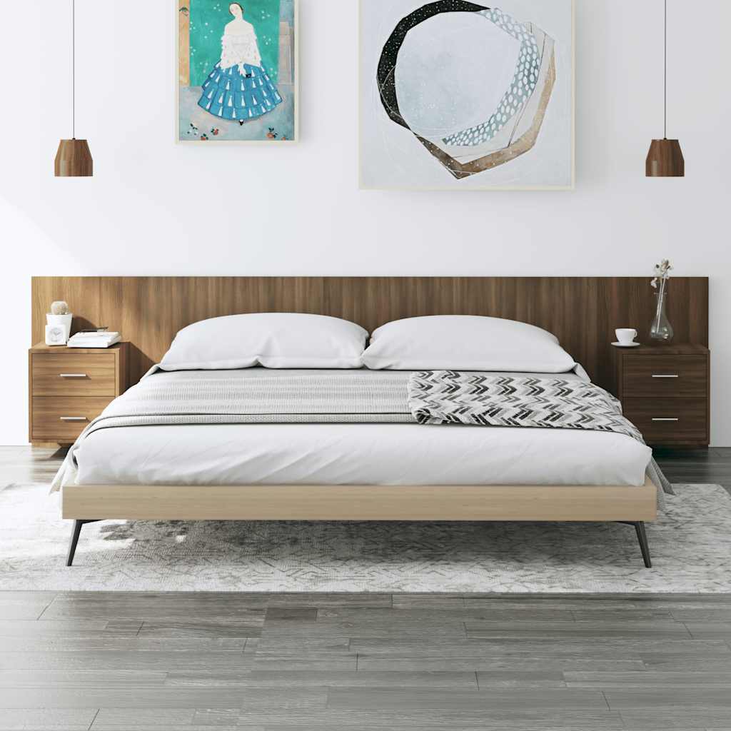 Bed Headboard with Cabinets Brown Oak Engineered Wood