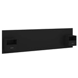 Bed Headboard with Cabinets Black Engineered Wood - Front View