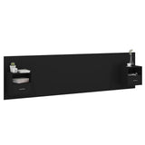 Bed Headboard with Cabinets Black Engineered Wood - Side View