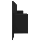 Bed Headboard with Cabinets Black Engineered Wood