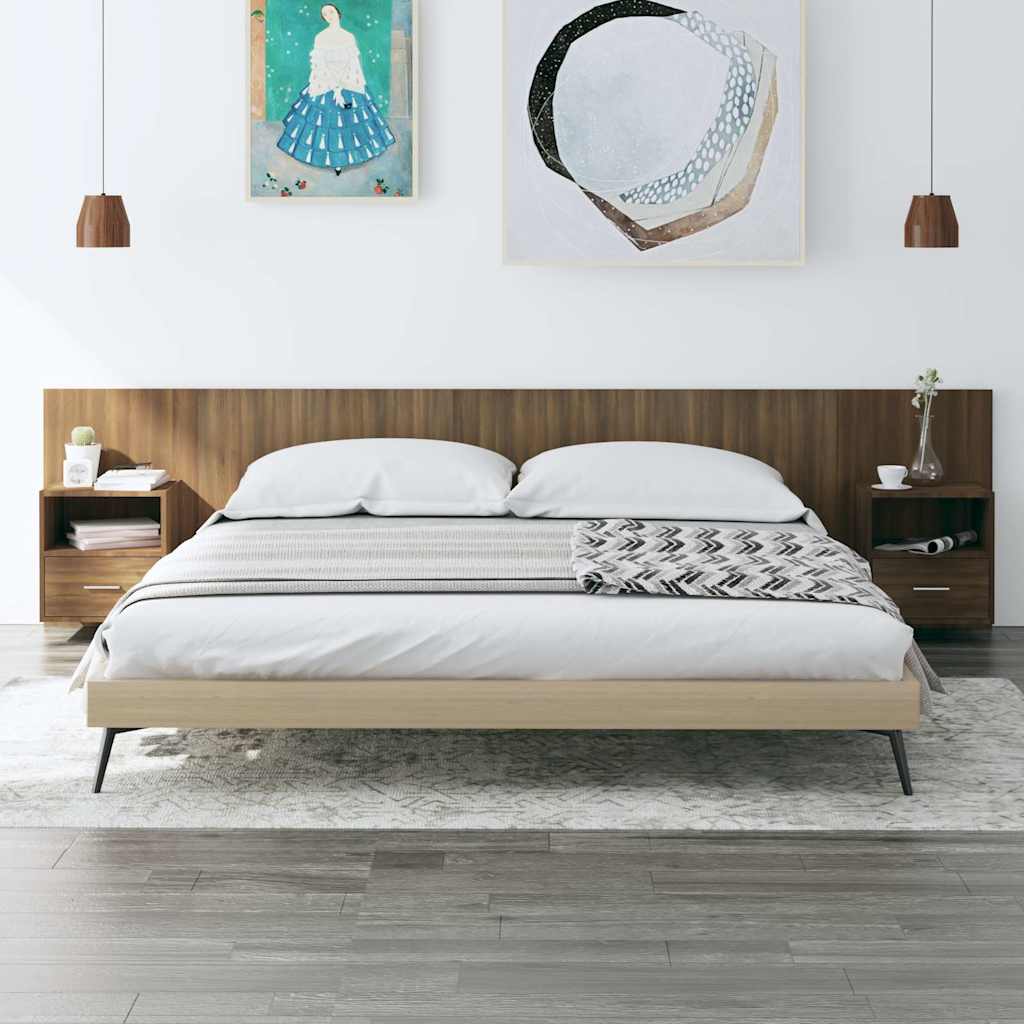 Bed Headboard with Cabinets Brown Oak Engineered Wood
