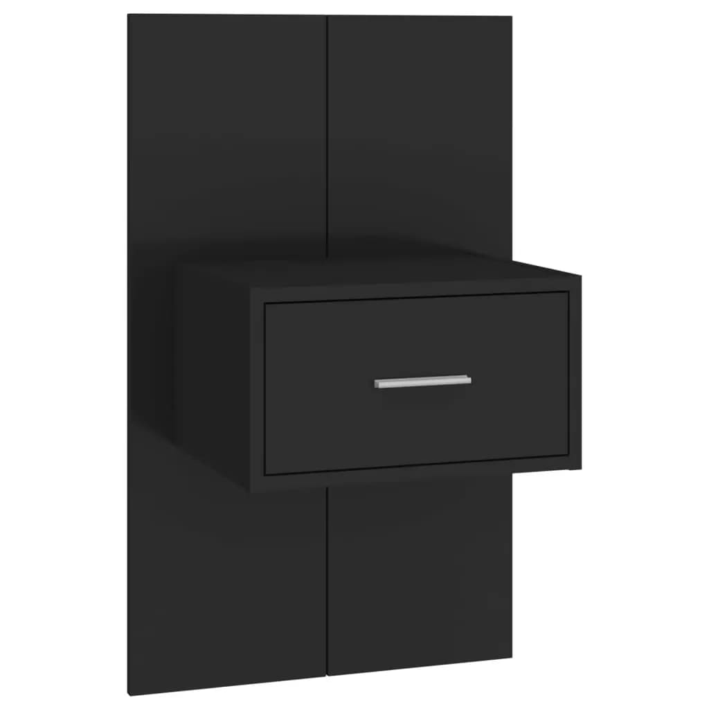 Bed Headboard with Cabinets Black Engineered Wood