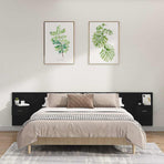 Bed Headboard with Cabinets Black Engineered Wood
