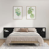 Bed Headboard with Cabinets Black Engineered Wood