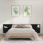 Bed Headboard with Cabinets Black Engineered Wood