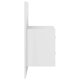 Bed Headboard with Cabinets High Gloss White Engineered Wood - 45-Degree Angle