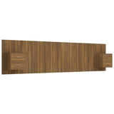 Bed Headboard with Cabinets Brown Oak Engineered Wood - Front View