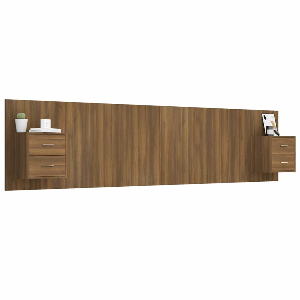 Bed Headboard with Cabinets Brown Oak Engineered Wood