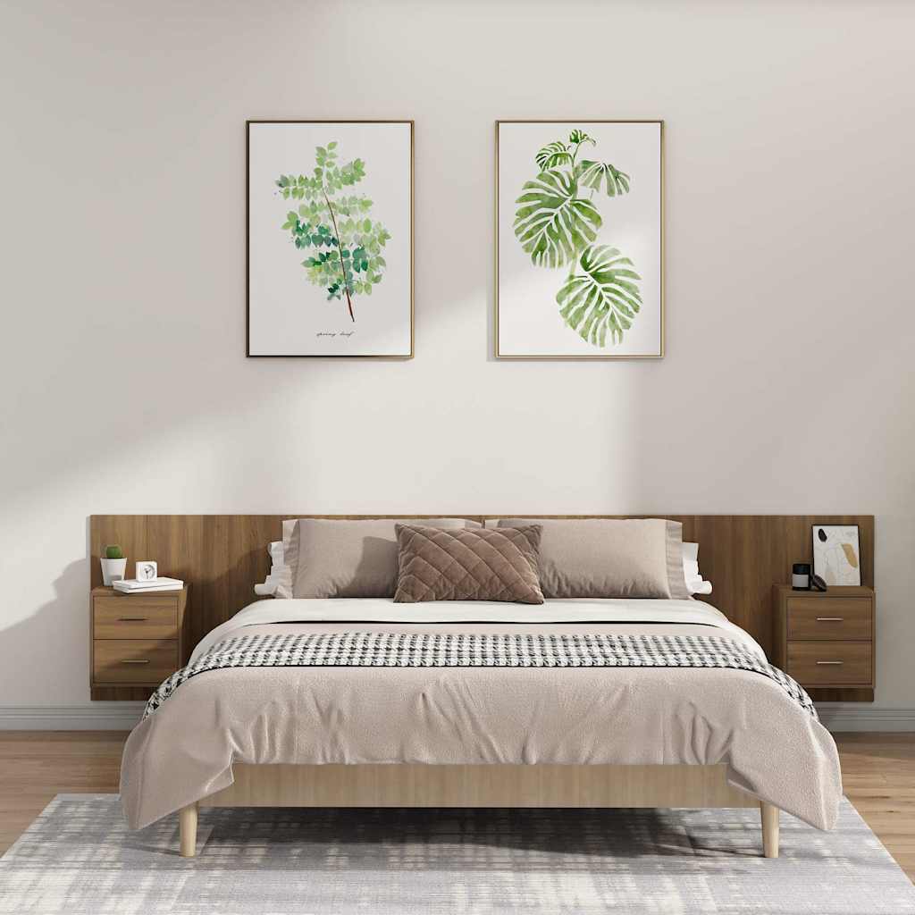Bed Headboard with Cabinets Brown Oak Engineered Wood