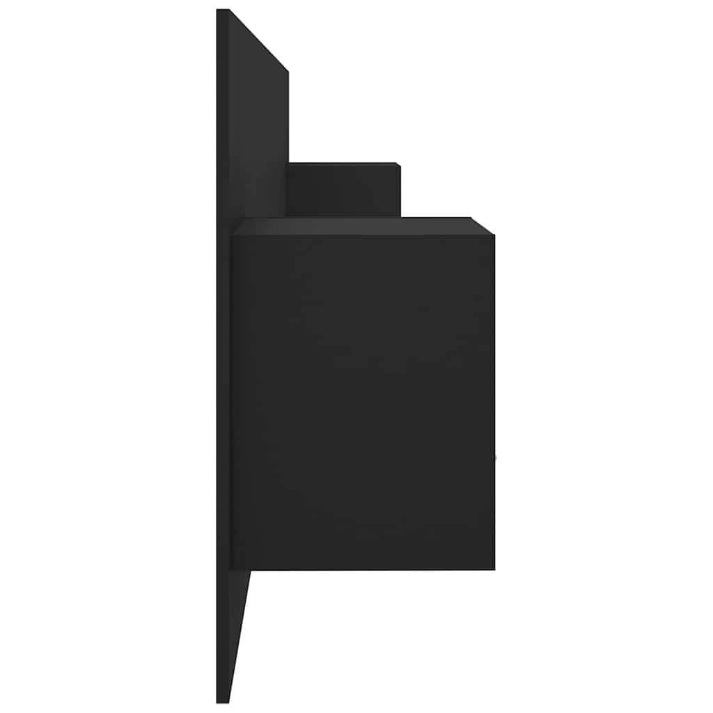Bed Headboard with Cabinets Black Engineered Wood