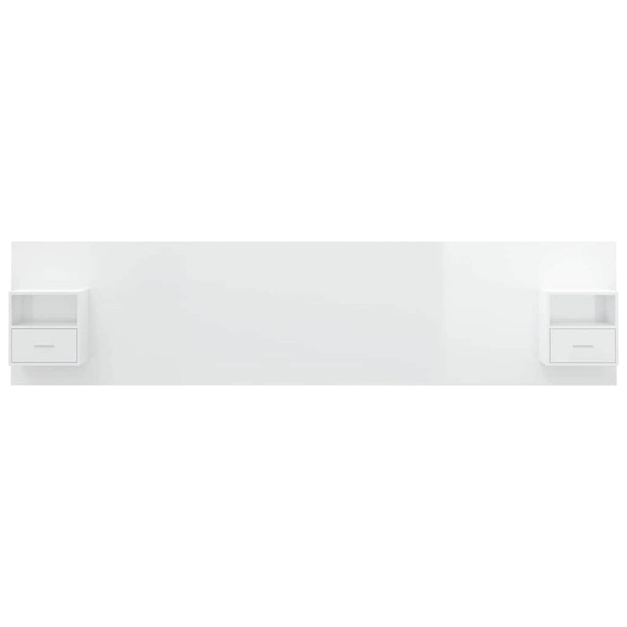 Bed Headboard with Cabinets High Gloss White Engineered Wood