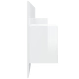 Bed Headboard with Cabinets High Gloss White Engineered Wood - Top-Down View
