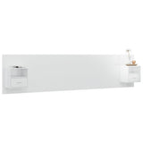 Bed Headboard with Cabinets High Gloss White Engineered Wood - 45-Degree Angle