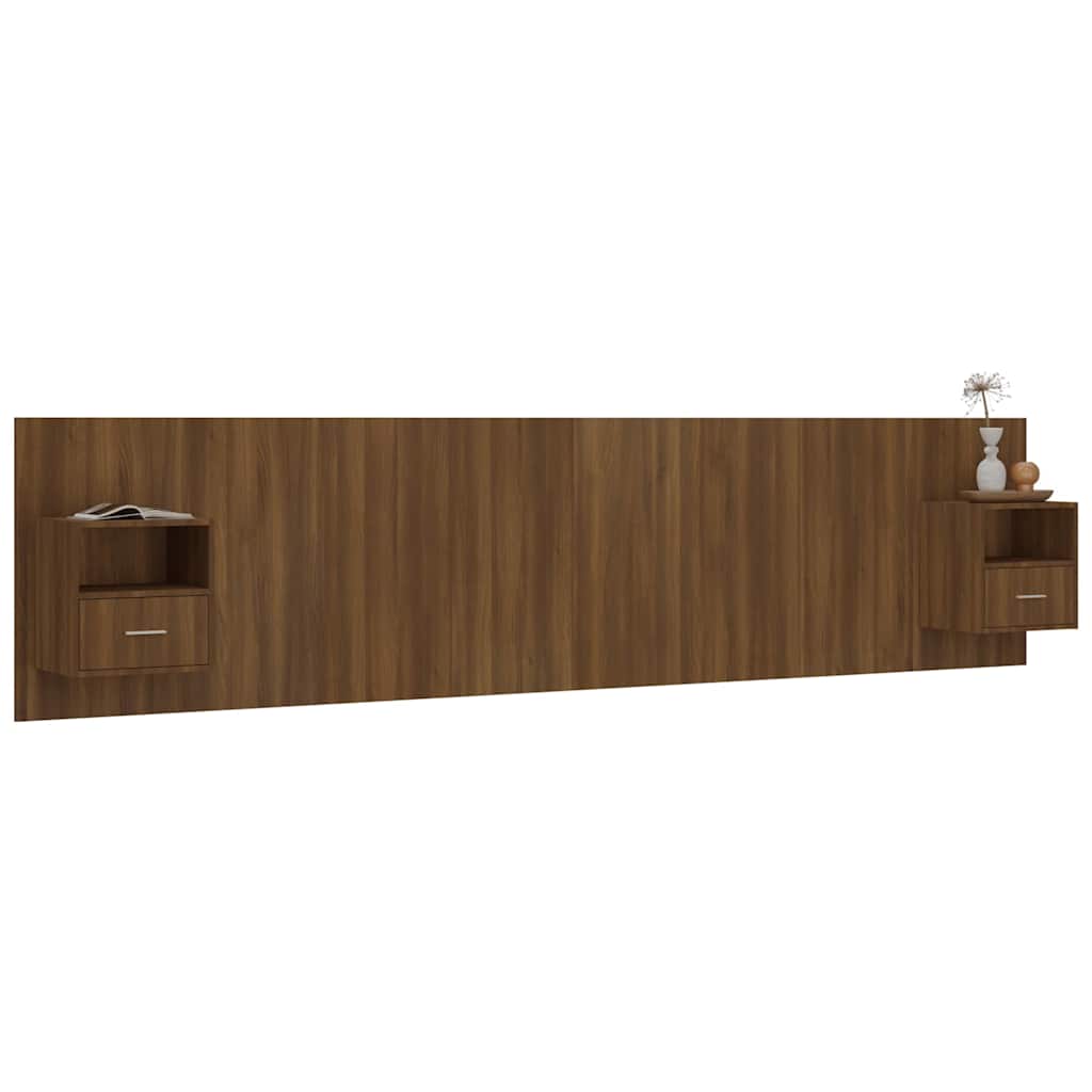 Bed Headboard with Cabinets Brown Oak Engineered Wood