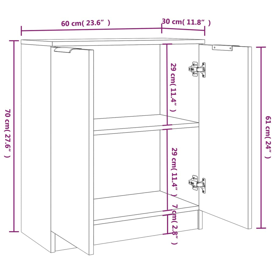 Sideboards 2 pcs White 60x30x70 cm Engineered Wood