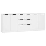 3 Piece Sideboards White Engineered Wood - Front View