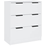 3 Piece Sideboards White Engineered Wood - Side View