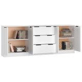 3 Piece Sideboards White Engineered Wood - 45-Degree Angle