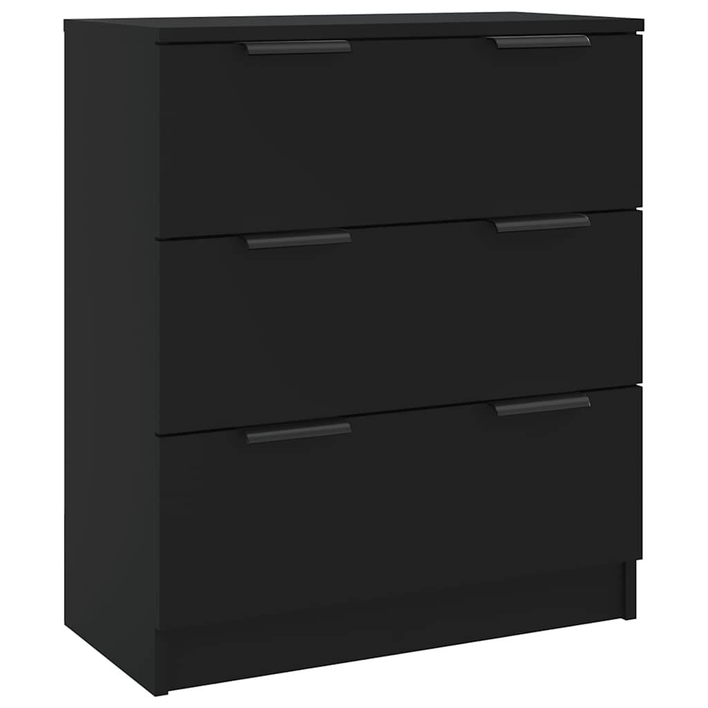 3 Piece Sideboards Black Engineered Wood