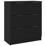 3 Piece Sideboards Black Engineered Wood - Side View