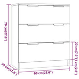 3 Piece Sideboards Black Engineered Wood - Rear View