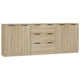 3 Piece Sideboards Sonoma Oak Engineered Wood - Front View