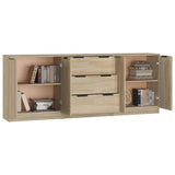 3 Piece Sideboards Sonoma Oak Engineered Wood - 45-Degree Angle