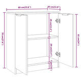 3 Piece Sideboards Smoked Oak Engineered Wood - Close-Up Angle